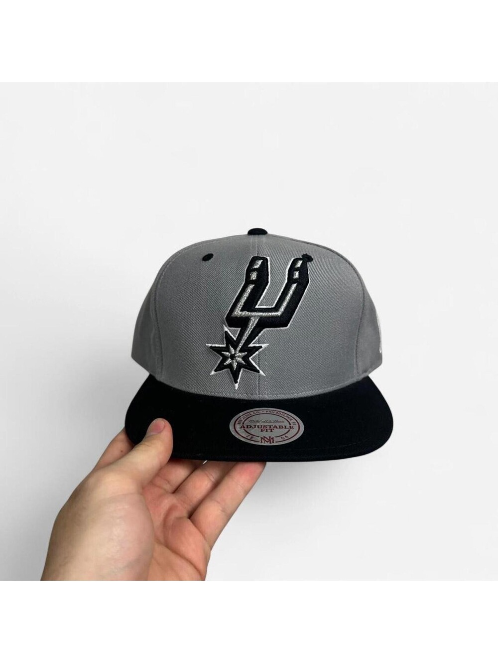 San Antonio Spurs Grey Blockhead under visor Mitchell and Ness SnapBack